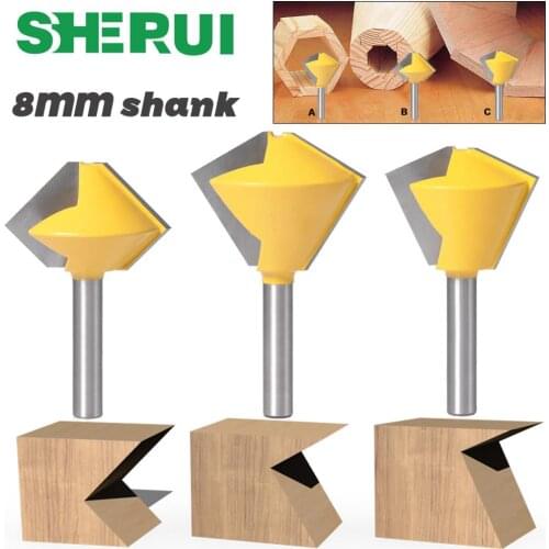 1PC 8mm Shank 6 Sided 8 Sided 12 Sided 6 Sided Multi Sided Glue Joint Router Bit Set