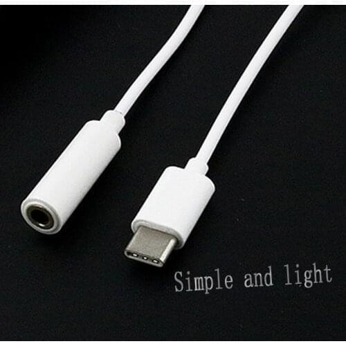 100pcs Type-C to 3.5mm Earphone Adapter cable usb 3.1 Type C Female Cable Connector Converter AUX Audio Jack Cable