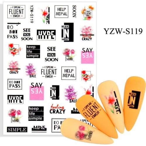 16 Inscriptions Nail Sticker English Words Letters Sentences Design Nail Art Decorations Manicure Designer Stickers for Nails