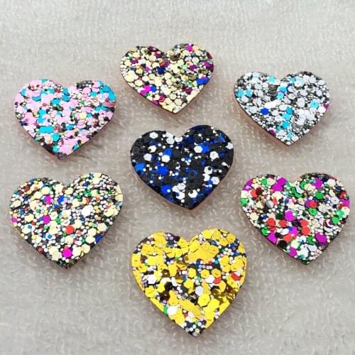 20pcs Shiny Heart Patches Fashion sequin Sewing Applique For Clothing Fabric Badge Accessories -C75