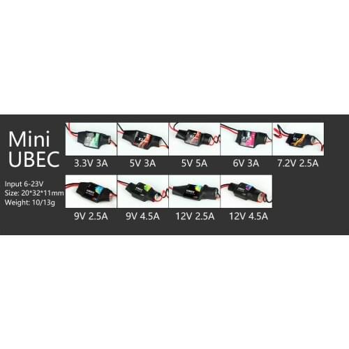AEORC Mini UBEC BEC (3.3V 3A/5V 3A/5V 5A/6V 3A/7.2V 2.5A/9V 2.5A/9V 4.5A/12V 2.5A/12V 4.5A) for RC Plane