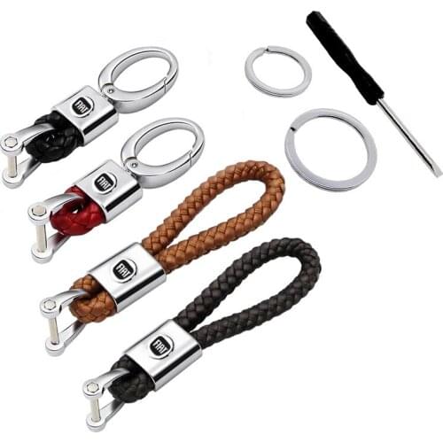 Car PU Alloy Chrome Key Chain Key Hanging Buckle Ornament for Fiat Abarth Stilo Panda 500 Punto Aegea Linea Palio Doblo Cronos