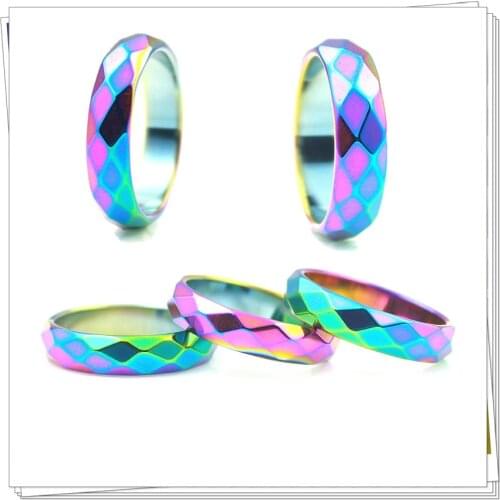 Free Shipping Curved Hematite Ring 6mm Width Fashion 5A High Quality Jewelry Magnet Ring Unisex Rainbow Ring A must for lovers