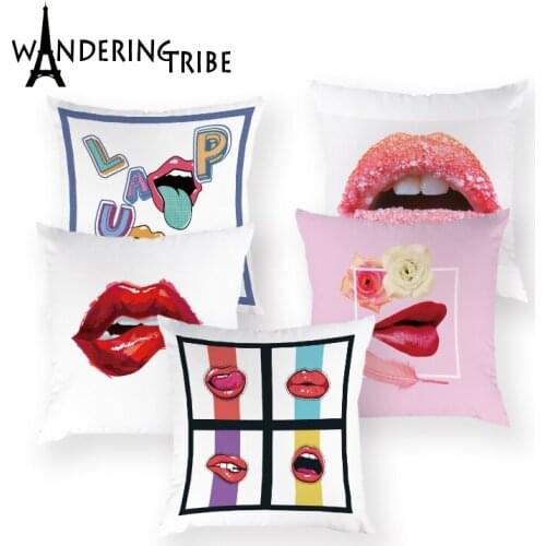 Lips Style Pillowcase Pillow Pink Pillow Case Cushion Covers Red Lips Pattern Case For Sofa Cushions Cover Kissenbezug 45 X 45