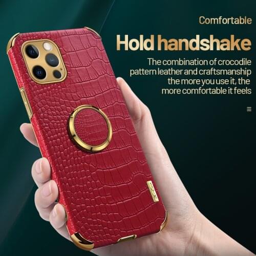 Luxury Ring Holder Leather Phone Case For iPhone 13 12 11 Pro Max SE XSmax XR XS X 8 7 Plus Plating Metal Magnetic Bracket Funda