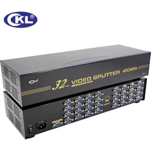 CKL-932 High quality 32 Port VGA Splitter 1*32 for projector,display,TV support 450Mhz 2048*1536
