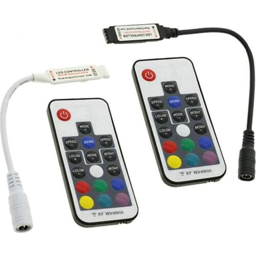 DC 5V-24V Mini Led RGB Remote Controlle 17 keys RF Wireless Dimmer For LED Strip Lights 4 Pin Connection
