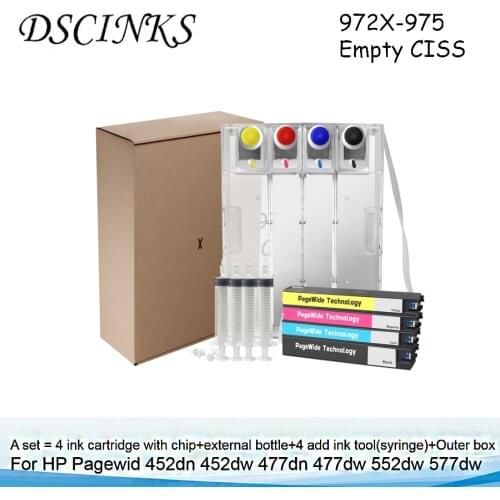 For HP 972X - 975 Empty Ink Cartridges CISS With ARC Chip Universal For HP Pagewid 452dn 452dw 477dn 477dw 552dw 577dw Printer