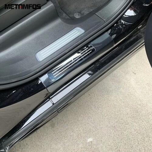 For Volvo XC90 2016-2018 2019 2020 Exterior Door Sill Strip Scuff Guard Plate Sticker Stainless Steel Accessories Car Styling