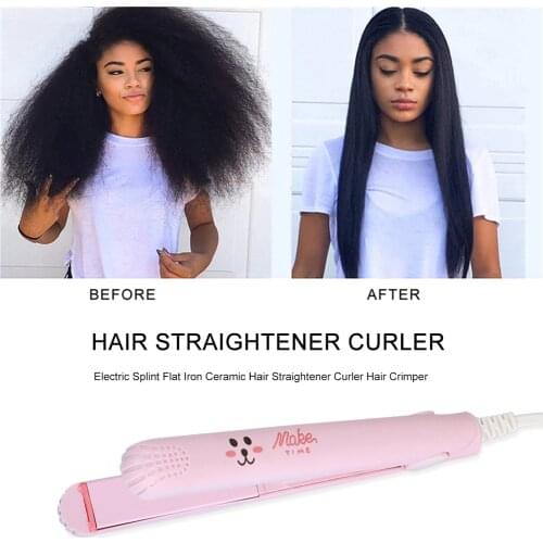Electric Splint Flat Iron Ceramic Mini Hair Straightener Curler Hair Crimper Performance Professional Tourmaline Ceramic Heating