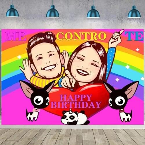 ME CONTRO TE Backdrop Girls Birthday Party Custom Photo Background Baby Shower Photocall Prop Decoration Banner