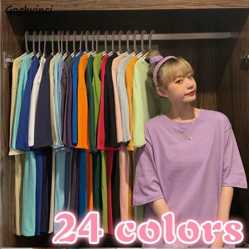 Short Sleeve T-shirts Women Large Size 2XL Solid Loose BF Couples Summer New All-match Simple Streetwear Breathable Hot Selling
