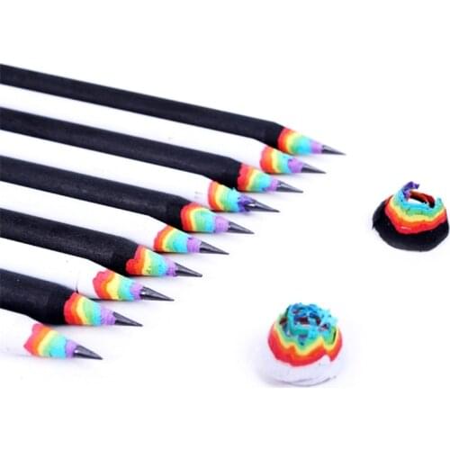 5 PCS Rainbow Pencil 2B Pencil Black White Suit Creative Personality Student Pencil Rainbow Pencil wholesales