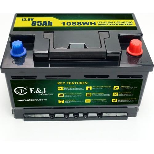 DIN 70/ 57217 lithium battery 12.8V 85Ah Lifepo4 Battery 100A continuous discharge for Boat, RV, solar storage