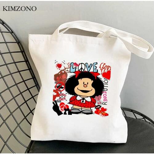 Mafalda shopping bag bolsas de tela jute bag tote cotton grocery shopper bag tote fabric ecobag cloth sac toile
