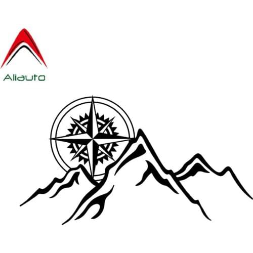 Aliauto Fashion Car Sticker Compass Mountains Personality Waterproof Vinyl Decal for Mercedes W203 Kia Rio Lancer Skoda,16cm*9cm