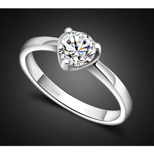 Fashion 100%925 Sterling Silver Ring Heart Ring inlaid with 5A Zircon Woman Fine Engagement Jewelry Anniversary birthday gift