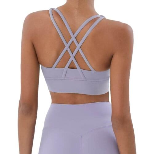 Fashion Cross Shoulder Strap Sports Bra Double-Sided Grinding Shockproof Gathered Yoga Sports Bra Fitness Vest