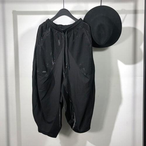 Owen Seak Men Casual Harem Pants Clothing Cargo High Street Sweatpants Autumn Men Hip Hop Japan Calf-Length Loose Black Pants