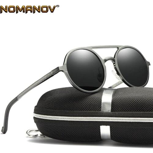 Men Al-mg Vintage Retro Round Double Bridge Sun Glasses Polarized Sunglasses Custom Made Myopia Minus Prescription Lens -1 to -6