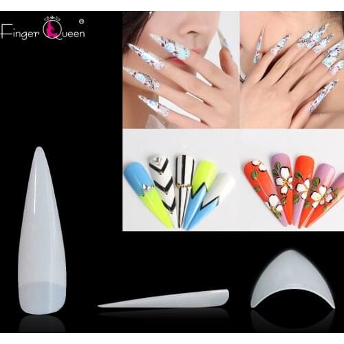 Finger 500Pcs Long Ballerina French Fake Nails Tips Extra Long Stiletto False Nail Art Tips Detachable Nails Art Decoration FQ38
