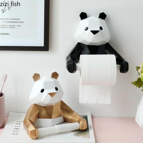 Home Decoration Wall-mounted Tissue Holder Cartoon Animals Tissue Box Panda Bear Resin Paper Roll Holder Toilet Paper Holder