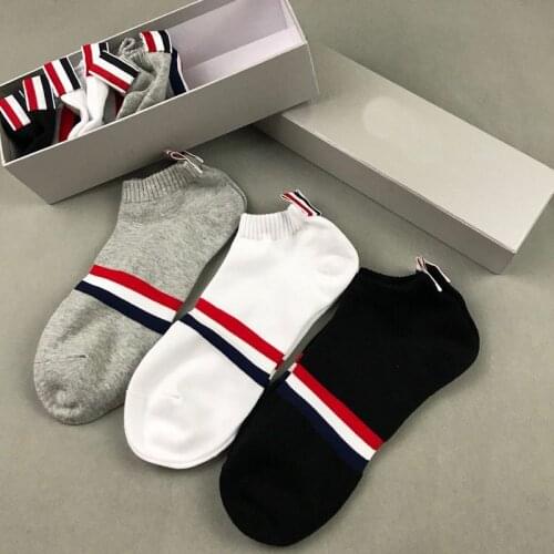 Fashion TB Brand Socks 2021 Summer Men Women Cotton Striped No Show Casual Sports Crew Socks Ankle Ins 6 Pairs