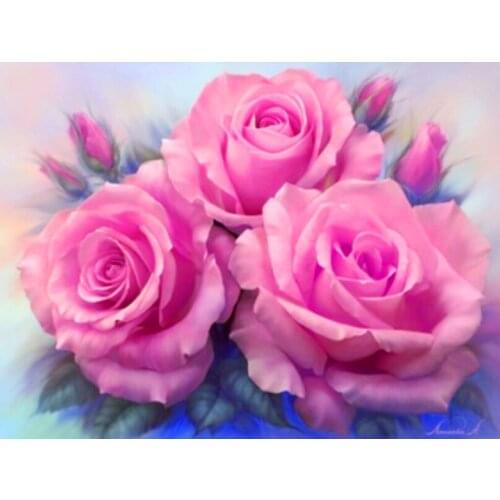 NEW Needlework Diy Diamond Painting Pink Rose Handwork Diamond Embroidery Full Square Diamond Mosaic Decorative