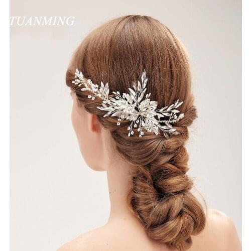 Newest Design Silver Color Hair Jewelry Crystal Hairgrips Clips Bridal Flower Tiara Headpiece Wedding Hair Accessories Barrettes