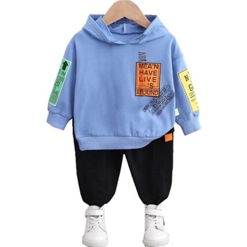 New Spring Autumn Baby Boy Girl Clothes Children Cotton Letter Hoodies Pants 2 Piece Set Toddler Fashion Costume Kids Tracksuits