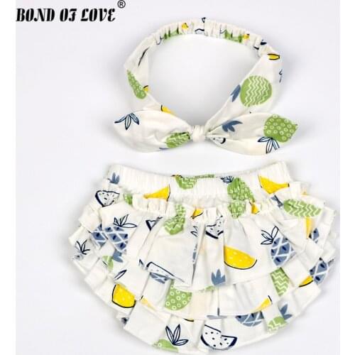 Baby Girl Clothes Fruit pattern Cotton Baby Bloomers Baby Shorts and Headband Newborn Girls Boys Diaper Covers 0-2 Years