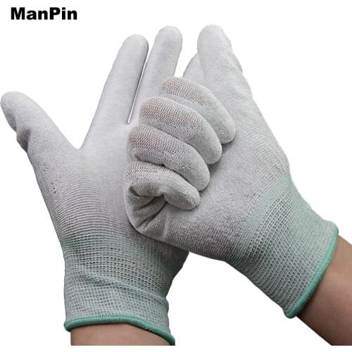 Carbon Fiber Gloves PU Painted Palms ESD Antistatic Electronic Working Hand Protector Tablets Mobile Phone PCB Board Repair Tool