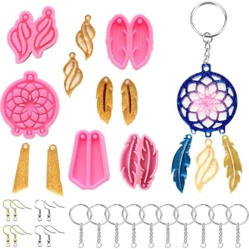 DIY Dream Catcher Feather Earrings Silicone Mold Multi-Style Combination Keychain Silicone Crystal Epoxy Mold Gift for friends