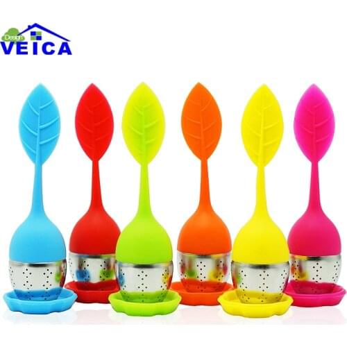 New Cute Silicone & Stainless Steel Leaf Tea Strainer Infusor Teaspoon Infuser Spice Filter Teteras Tea Accessories