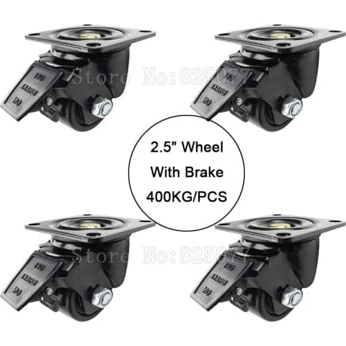 DHL Shipping 4PCS 2.5" heavy duty wheels with brake load bearing 400kg/pcs casters industrial wheels universal wheel JF1647
