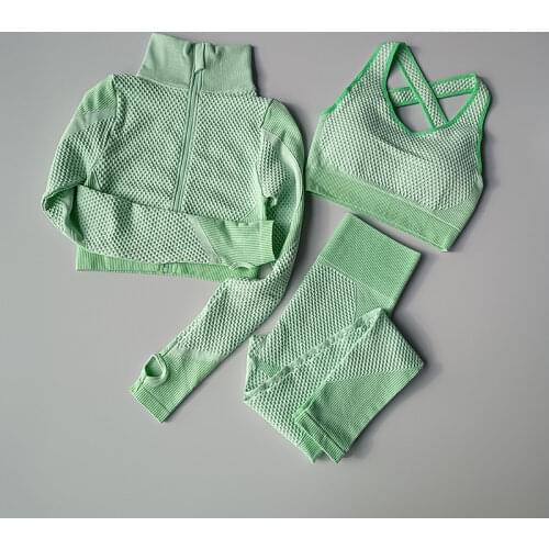 Two Piece Yoga Set Workout Gym Clothing Fitness For Womens Tracksuit Leggings Sport Bras Top Long Sleeve Women Sportswear Suit