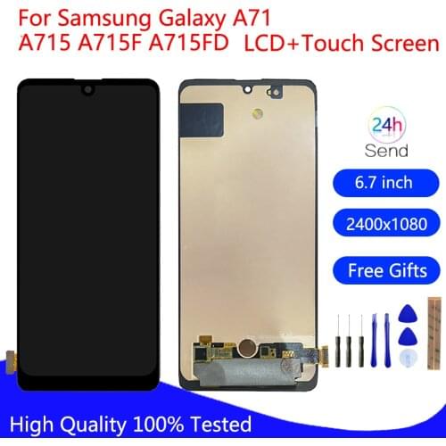 AMOLED For Samsung Galaxy A71 2020 A715 A715F Touch Screen LCD Display Digitizer Assembly SM-A715F/DS SM-A715F/DSN LCD Screen