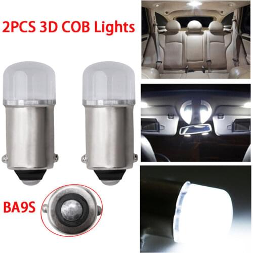 2 pcs Super Bright 12V Car Led Light BA9S Ceramic COB LED Bulbs BA9S T4W Car License Plate Light Reading Lamp White