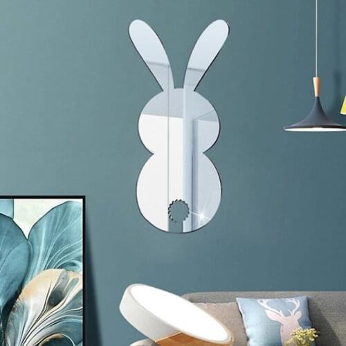 2D Acrylic Mirror Wall Sticker Rabbit Wall Stickers Removable For Bedroom Home Living Decor(Black Gold Silver) Hot Sale