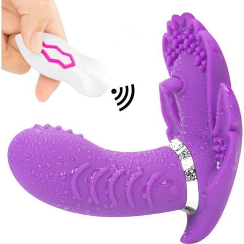 Wireless Remote Control Butterfly Dildo Vibrator Strap On Vibrator Sex Toys For Woman Magic Wand G-spot Vibrator Clit Wear Dildo