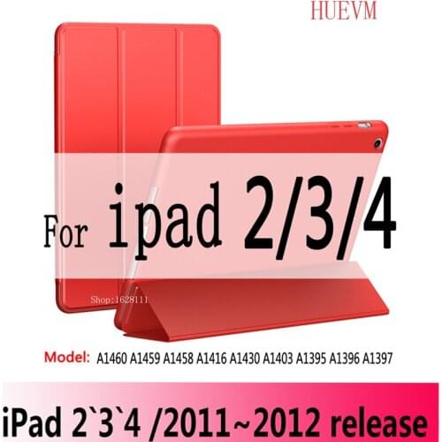 Case for iPad 2 3 4 2011-2012 release Soft silicone bottom Back PU Leather Smart Cover Auto Sleep A1460 A1459 A1458 A1416