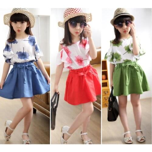 Childrens Suits Summer Girls Clothing Skirt Set Fashion Teenagers Clothes Kids Vestidos Girls Outfits 3 4 5 6 7 8 9 10 years