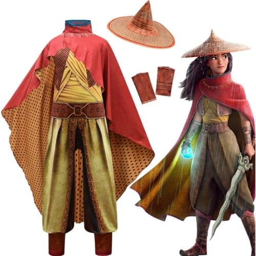 Raya and The Last Dragon Kids Cosplay Legend Halloween Costume Raya Bodysuit Fancy Set Children Performance Costume New Movie