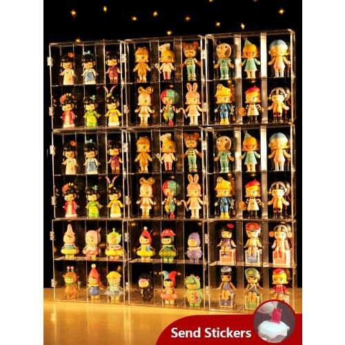 Blind Box Storage Display Stand Bubble Mart Display Box Storage Box Acrylic Transparent Dustproof Doll Hanging On The Wall