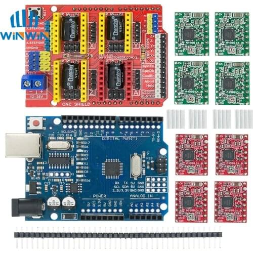 CNC shield V3 engraving machine 3D Printe + UNO R3 + 4pcs A4988 driver expansion board for Arduino