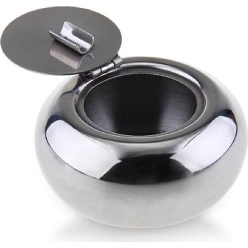 Creative Stainless Steel Drum Shape Lid Ashtray With Cover Car Living Room Office Ashtray Cigarette Cigar Smokeless Ashtray