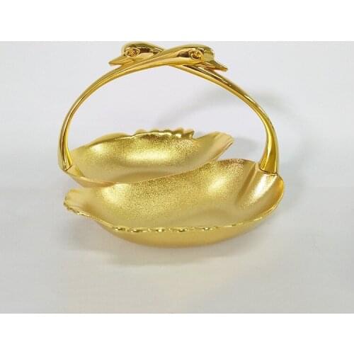 Creative double-swan dry fruit plate silver gold plated sancks plate tableware home wedding decoration 860