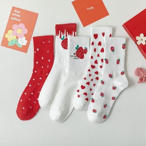 Kawaii Funny Fruit Women Socks Womens cotton socks Colorful Cute Crew Strawberry Socks Woman Socks Cotton For Gifts