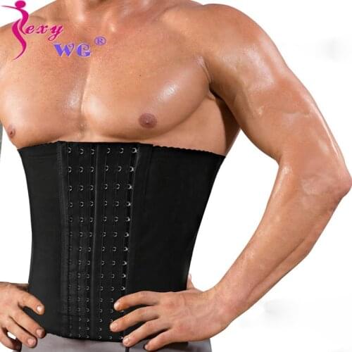 SEXYWG Men Back Support Waist Trainer Slimming Body Shaper Tummy Modeling Strap Tactical Belt Sport Top Brace Shapewear Cinchers