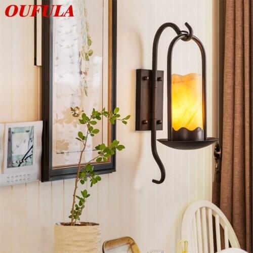 OUFULA Indoor Wall Light Sconces Dolomite Candle Shape Lamps Classical Fixture Decorative For Home